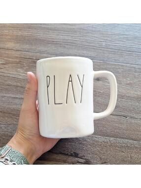 Rae Dunn White And Orange Play Mug